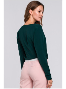 .K037 Žalia palaidinė su klostėmis priekyje - žalia