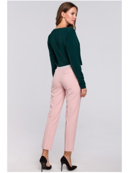 .K037 Žalia palaidinė su klostėmis priekyje - žalia