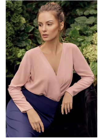 .K037 Marškiniai su klostėmis priekyje - pudros