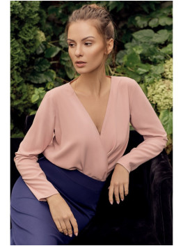 .K037 Marškiniai su klostėmis priekyje - pudros