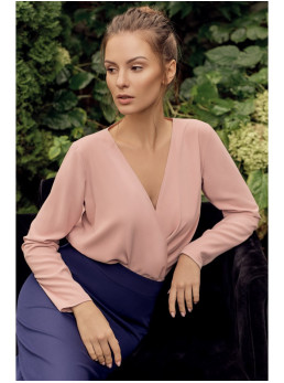 .K037 Marškiniai su klostėmis priekyje - pudros