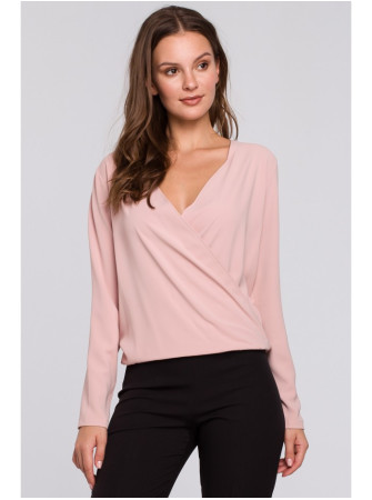 .K037 Marškiniai su klostėmis priekyje - pudros