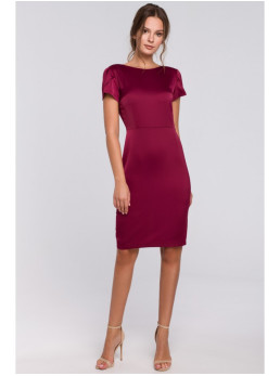 .K041 Prigludusi suknelė atvira nugara - kaštoninė