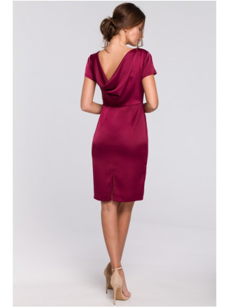 .K041 Prigludusi suknelė atvira nugara - kaštoninė
