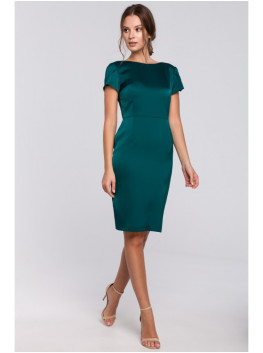 .K041 Prigludusi suknelė atvira nugara - žalia