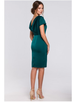.K041 Prigludusi suknelė atvira nugara - žalia