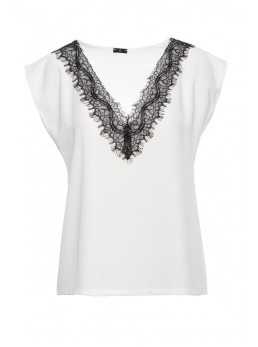 S206 Palaidinė be rankovių su nėriniuota iškirpte - nebalinta