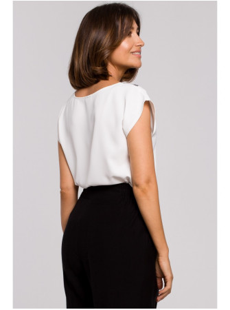 S206 Palaidinė be rankovių su nėriniuota iškirpte - nebalinta