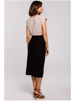 S206 Bliuzelė be rankovių su nėriniuota iškirpte - smėlio