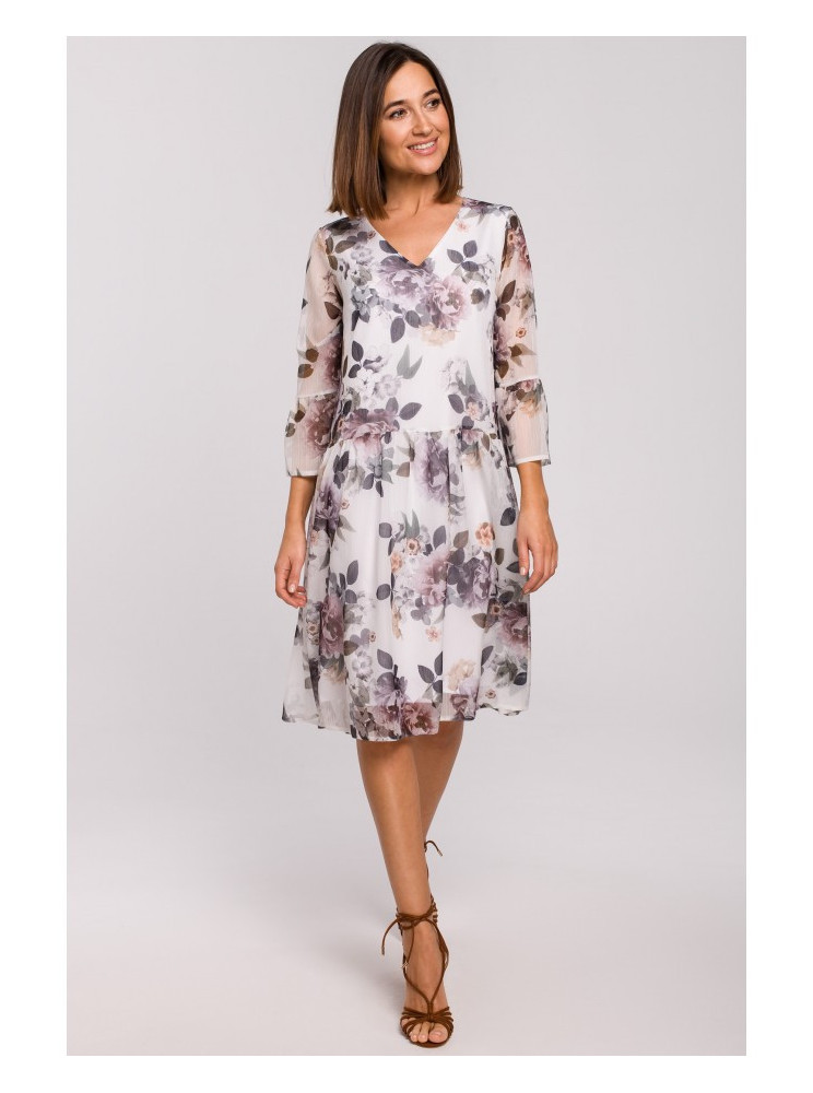 S214 Šifono suknelė pažemintu liemeniu - spalva