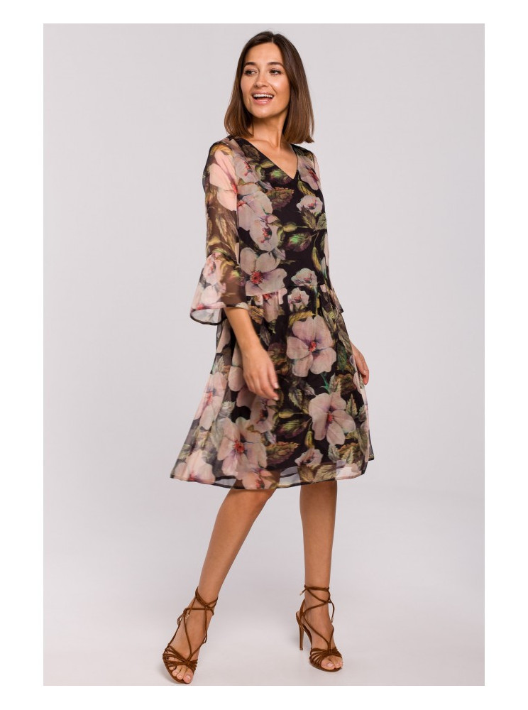 S214 Šifono suknelė pažemintu liemeniu – 3 modelis - spalva