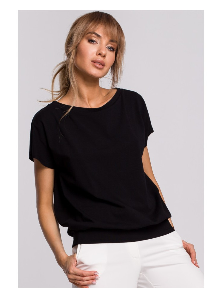 M498 Trumpa palaidinė atvira nugara - juoda