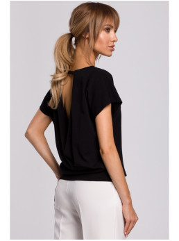 M498 Trumpa palaidinė atvira nugara - juoda