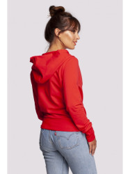 B246 Wrap pullover top with a hood - red