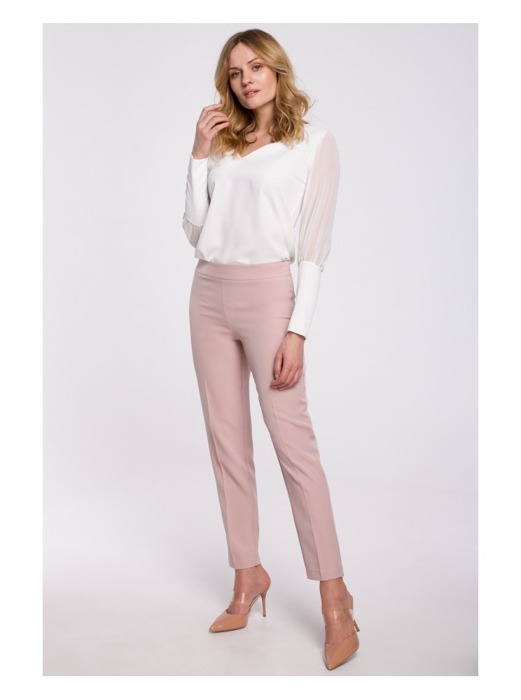.K055 Slim silueto kelnės - crepe pink