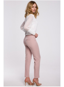 .K055 Slim silueto kelnės - crepe pink