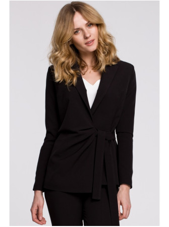 .K056 Švarkas su diržu - juoda