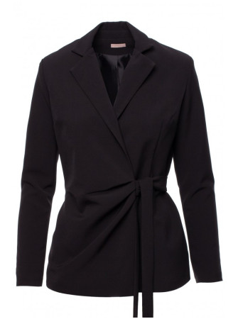 .K056 Švarkas su diržu - juoda