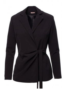 .K056 Švarkas su diržu - juoda