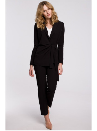 .K056 Švarkas su diržu - juoda