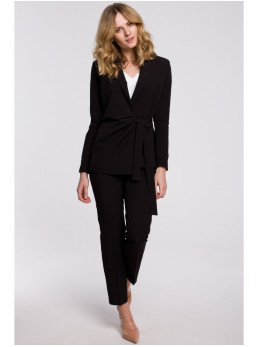 .K056 Švarkas su diržu - juoda