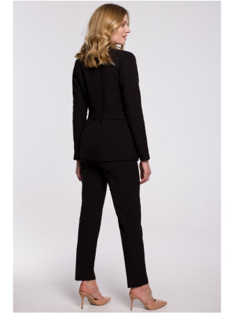 .K056 Švarkas su diržu - juoda