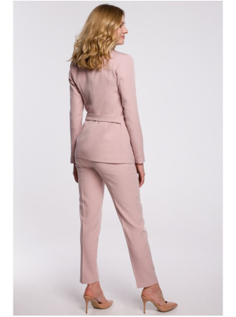 .K056 Švarkas su juosiamu diržu - crepe pink