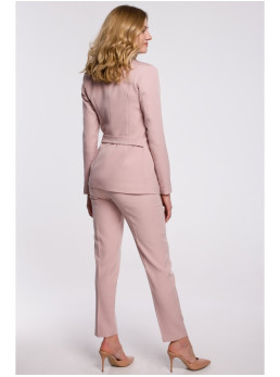 .K056 Švarkas su juosiamu diržu - crepe pink