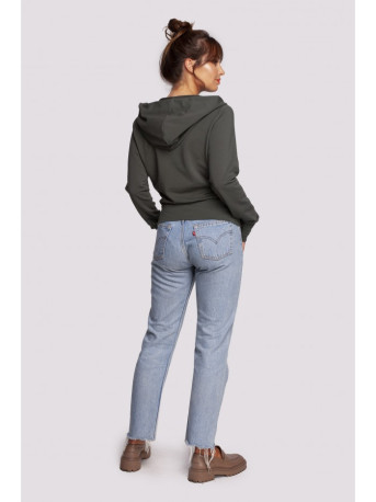 B246 Wrap pullover top with a hood - military green