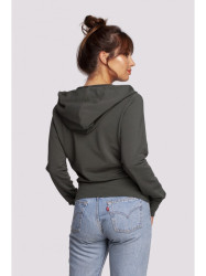 B246 Wrap pullover top with a hood - military green