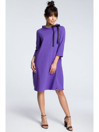 B070 Oversized dress with a tie tape detail - purple