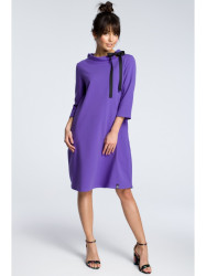 B070 Oversized dress with a tie tape detail - purple