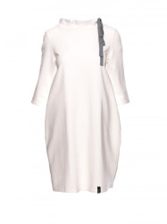 B070 Oversized dress with a tie tape detail - ecru