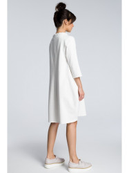 B070 Oversized dress with a tie tape detail - ecru