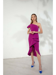 K146 One-shoulder dress - ruby