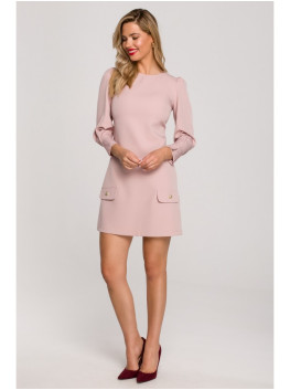 K148 Trapeze dress - crepe pink