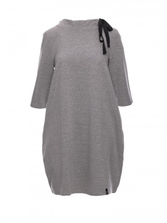 B070 Oversized dress with a tie tape detail - grey