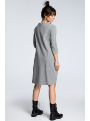 B070 Oversized dress with a tie tape detail - grey