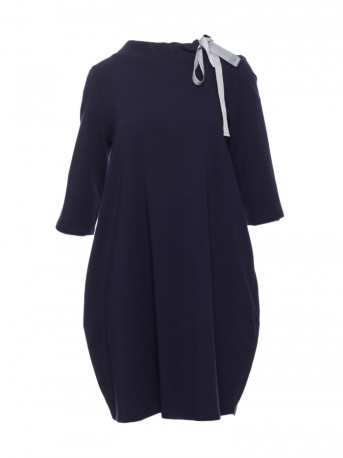 B070 Oversized dress with a tie tape detail - navy blue