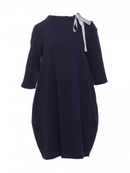 B070 Oversized dress with a tie tape detail - navy blue