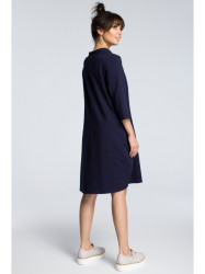 B070 Oversized dress with a tie tape detail - navy blue