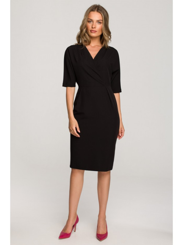 S313 Wrap top dress - black