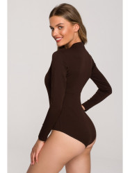 S327 V-neck bodysuit - brown