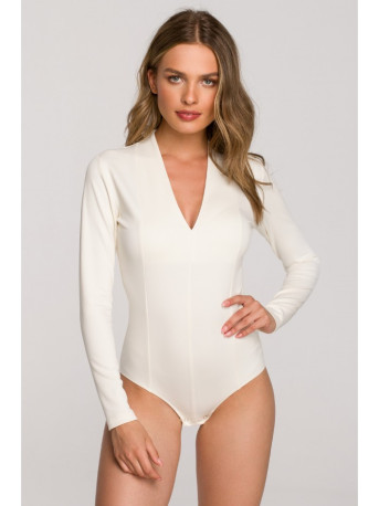 S327 V-neck bodysuit - ecru