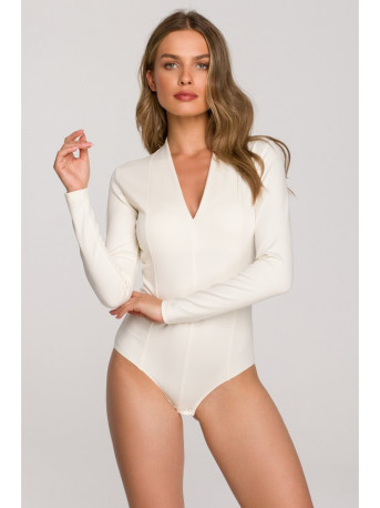 S327 V-neck bodysuit - ecru