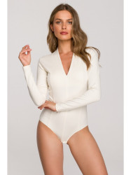 S327 V-neck bodysuit - ecru