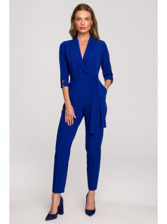 S316 Shawl collar jumpsuit - royal blue