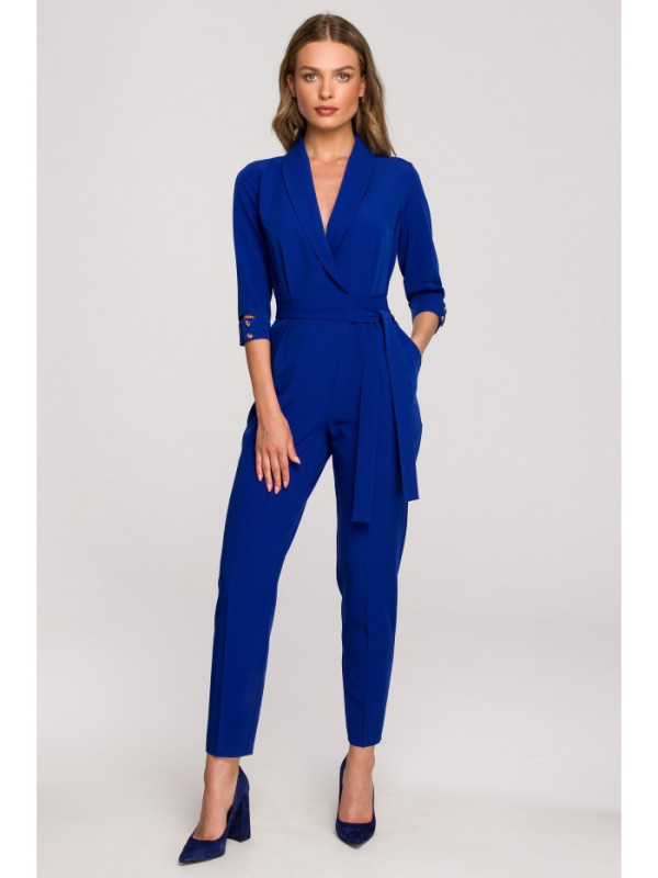 S316 Shawl collar jumpsuit - royal blue