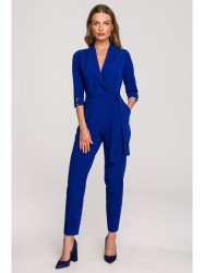 S316 Shawl collar jumpsuit - royal blue