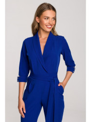 S316 Shawl collar jumpsuit - royal blue